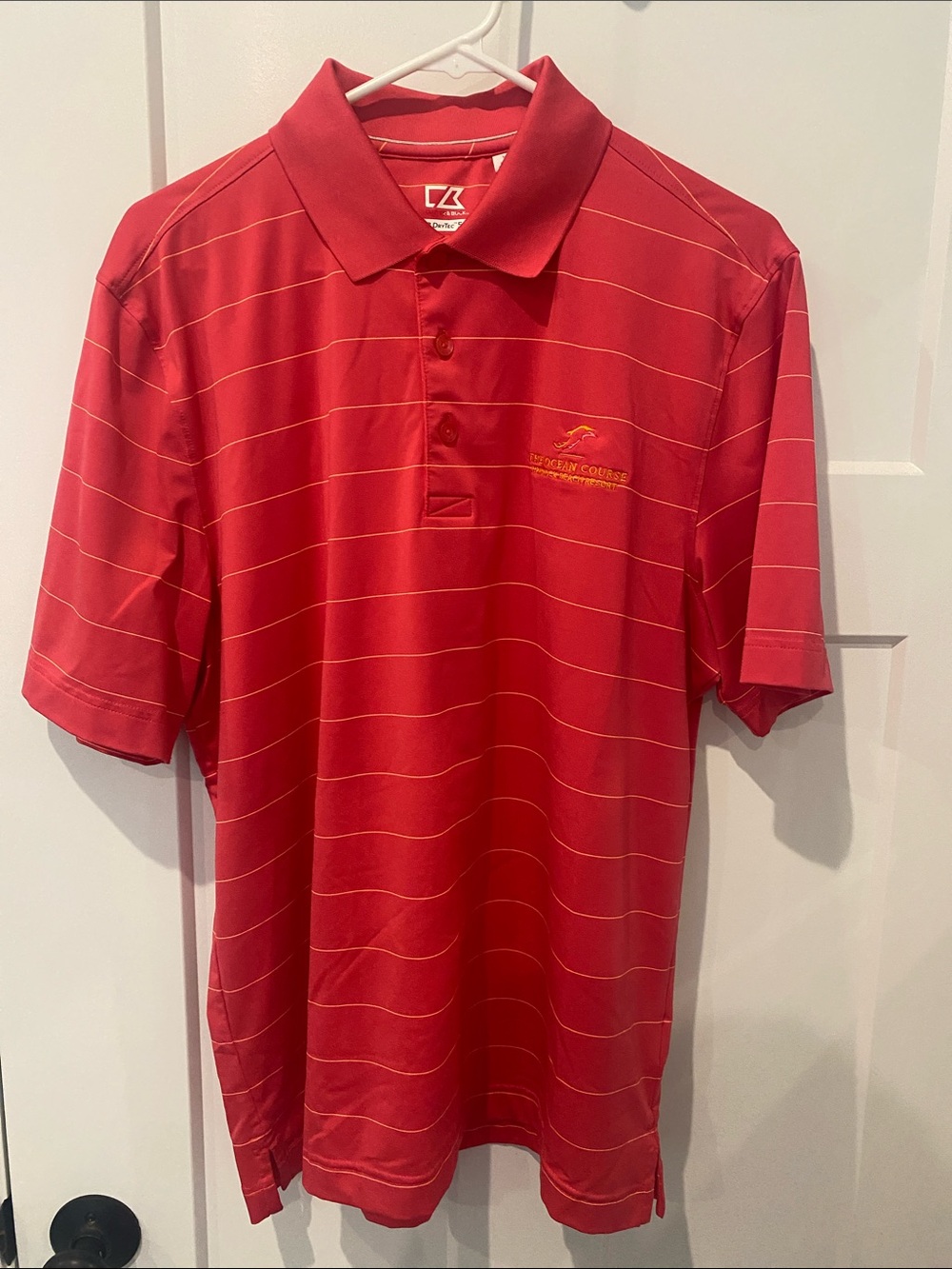 Cutter & Buck Red Polo w/ Gold Logo “The Ocean Course Hammock Beach Resort”